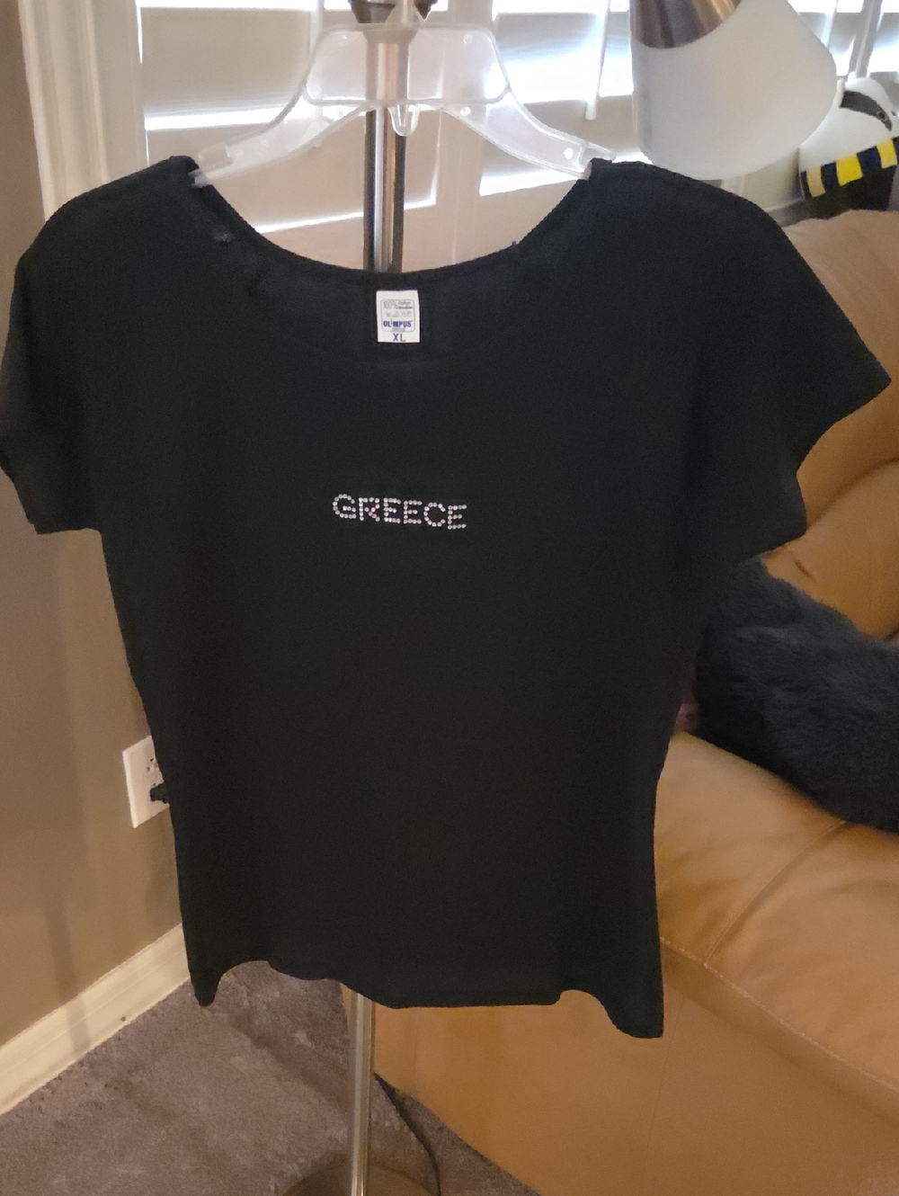 Greece Rhinestone Logo Black Women’s Tee